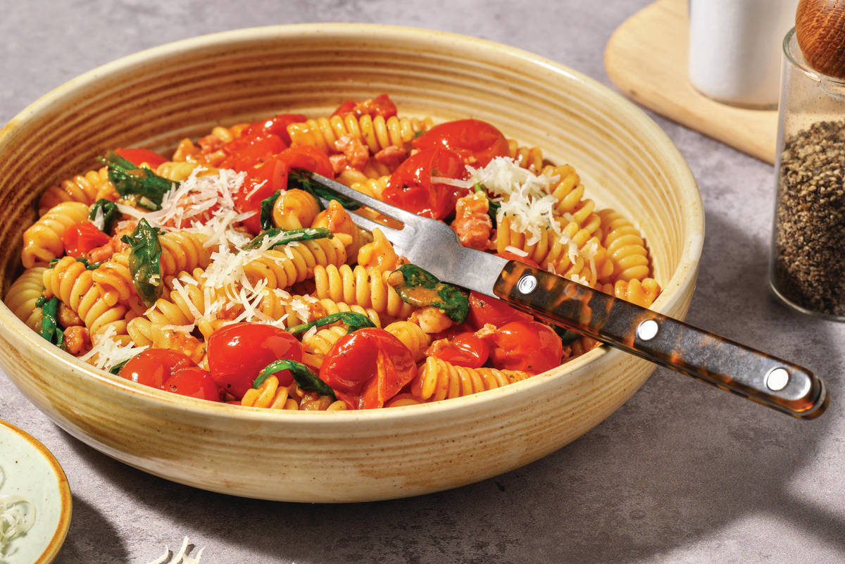 No Fuss Bacon & Pesto Orecchiette 