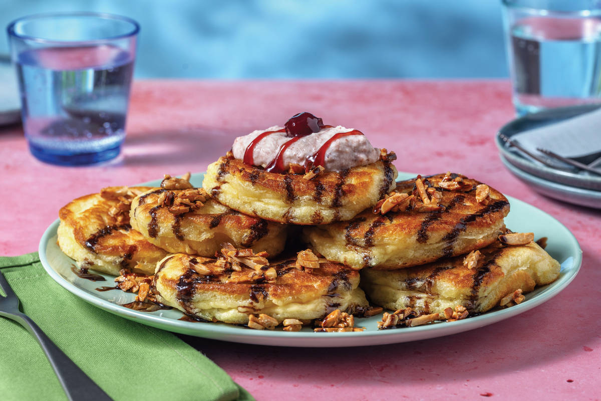 Cherry Cream Pancake Stack