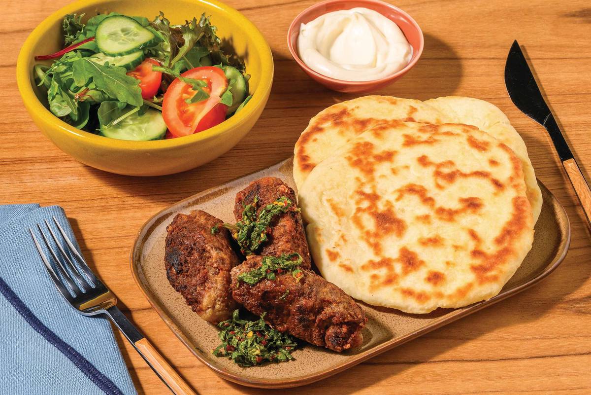 Double Beef Koftas & DIY Yoghurt Flatbreads