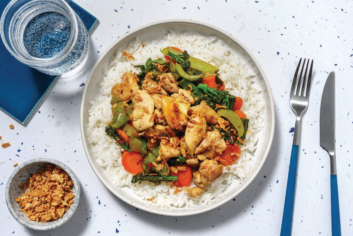 Sweet Soy Tofu & Garlic Rice