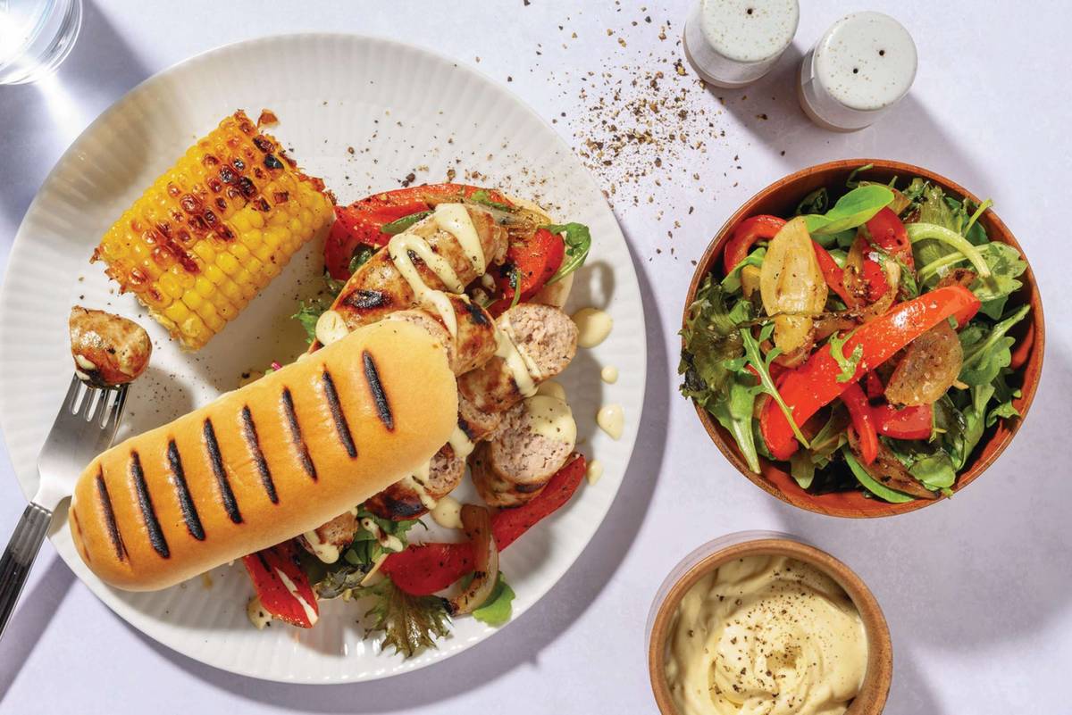 Double Beef Sausage Sizzle & Charred Corn Cob