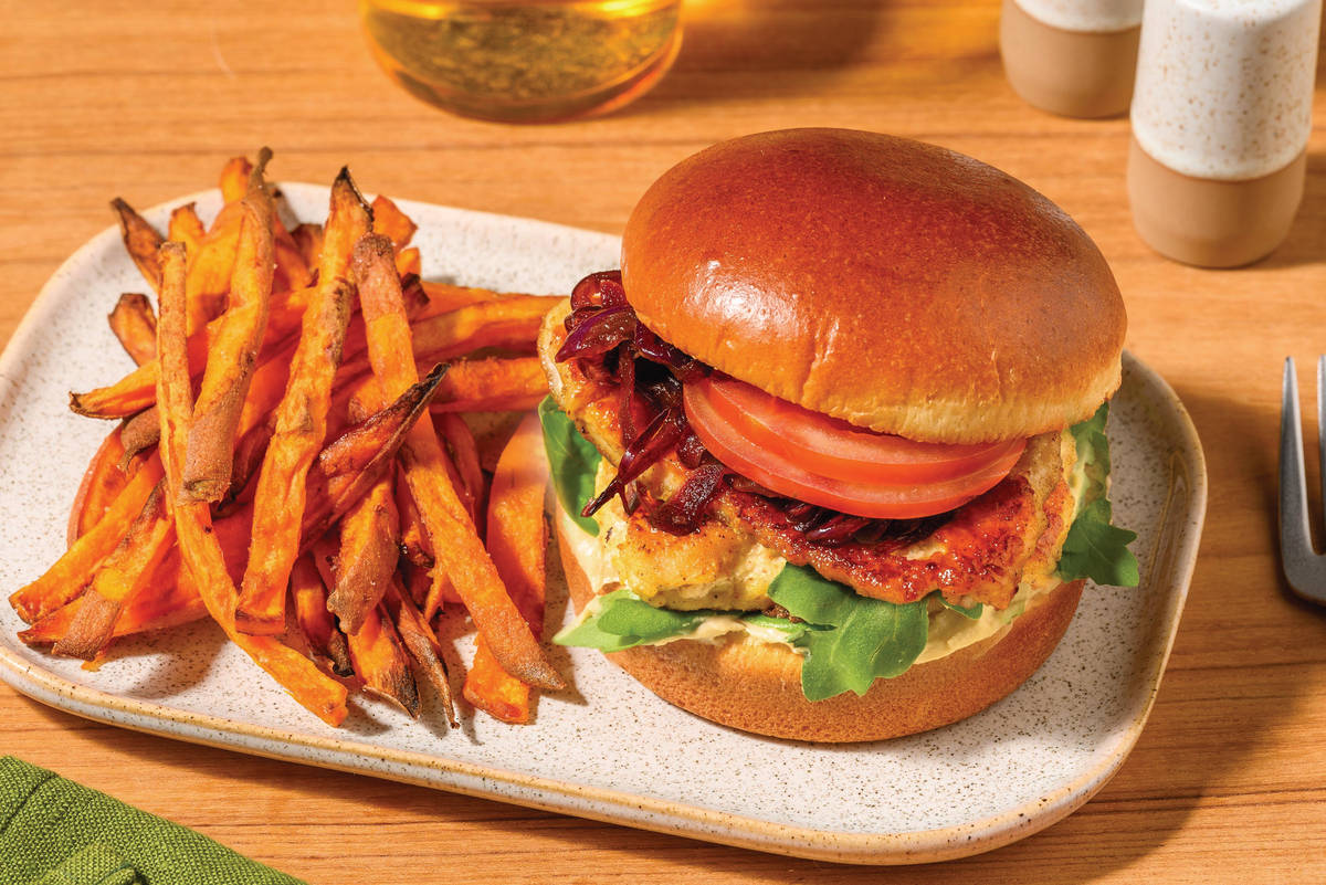 Chermoula Beef Burger & Garlic Hummus