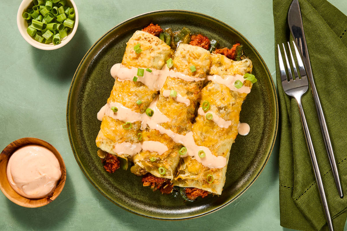 One-Pan Beef Enchiladas Verdes