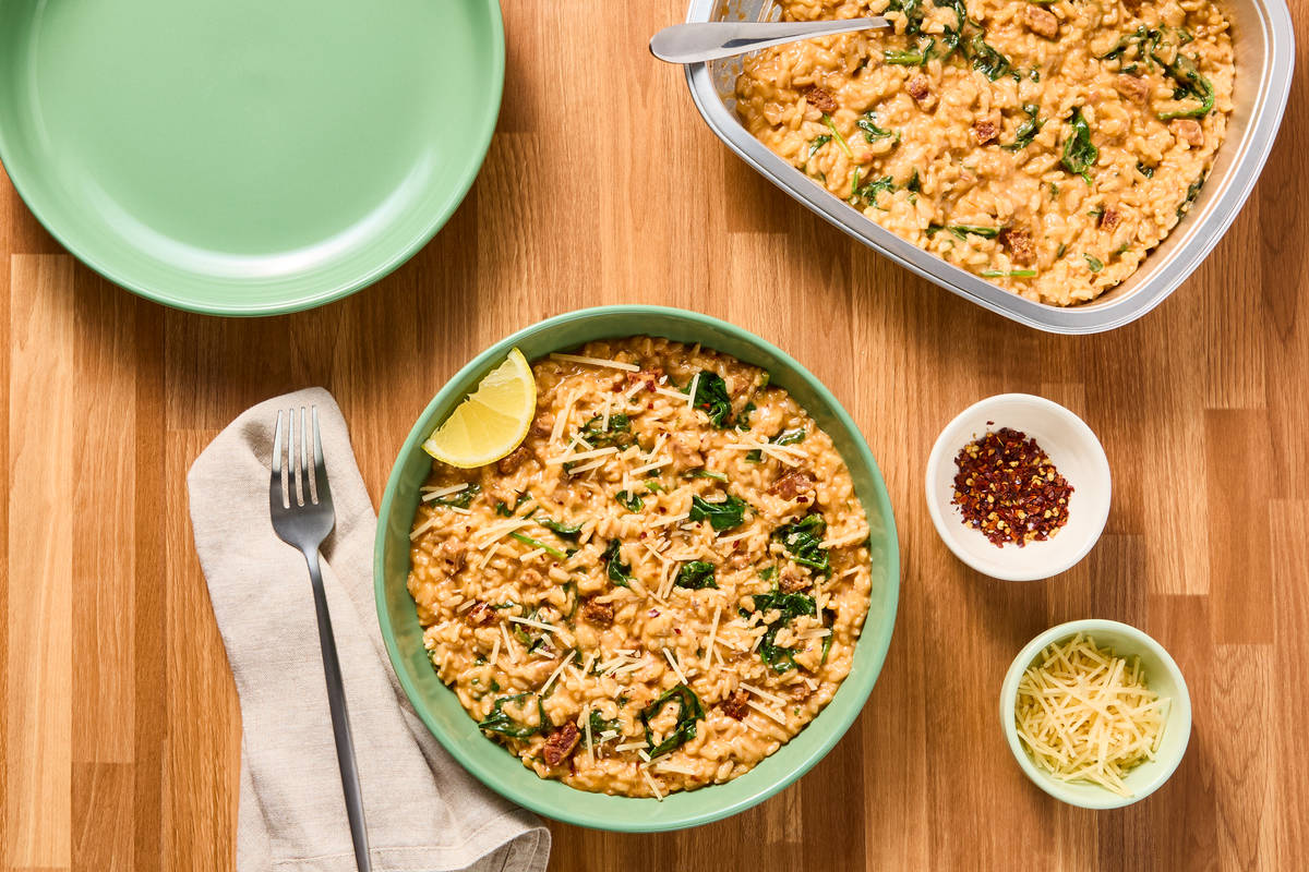 Salami Spinach Risotto