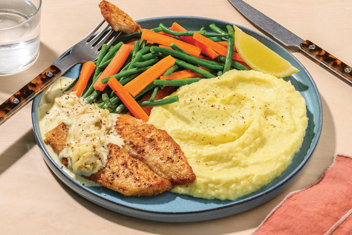 Spiced White Fish & Potato-Cauli Mash