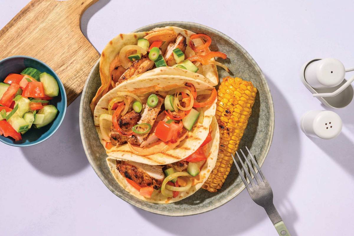 Grilled Chicken & Capsicum Fajita Tacos