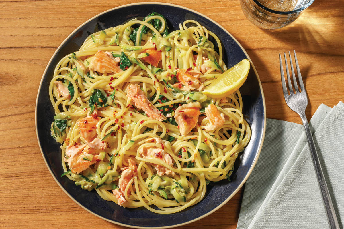Creamy Lemon & Double Salmon Spaghetti
