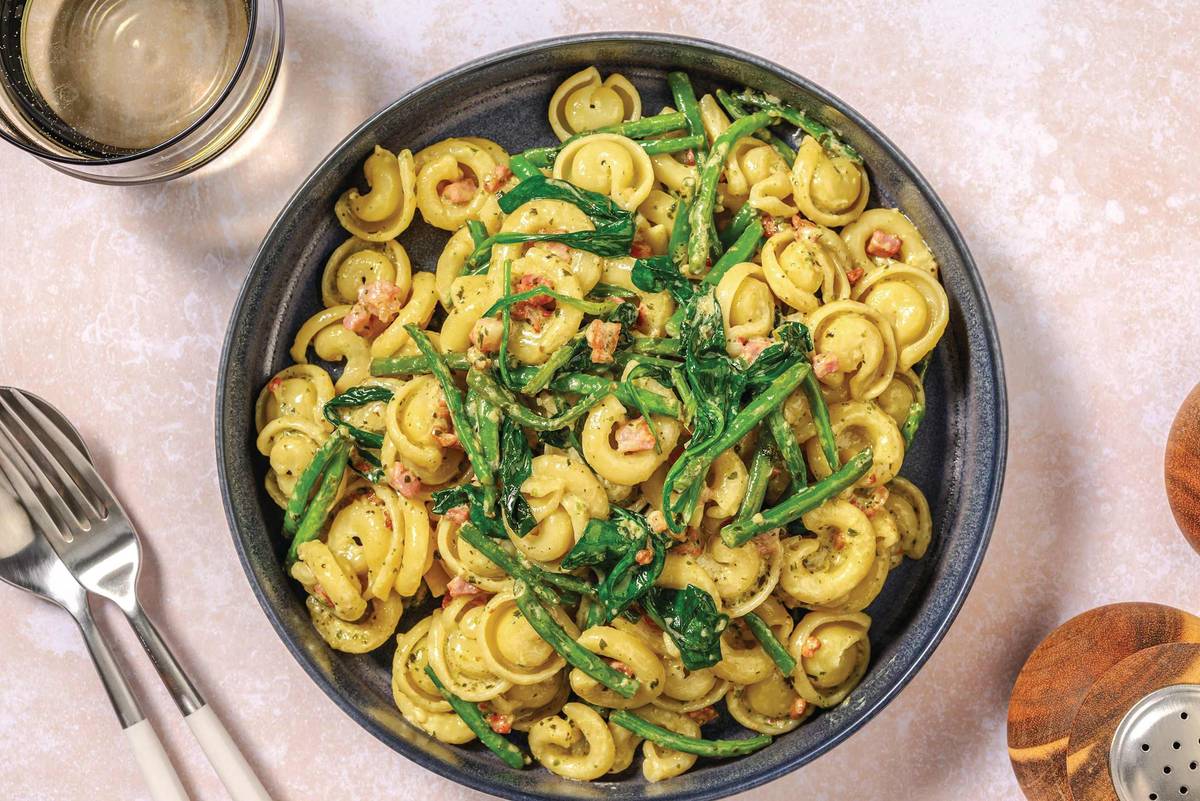 Rich Bacon, Chicken & Pesto Orecchiette