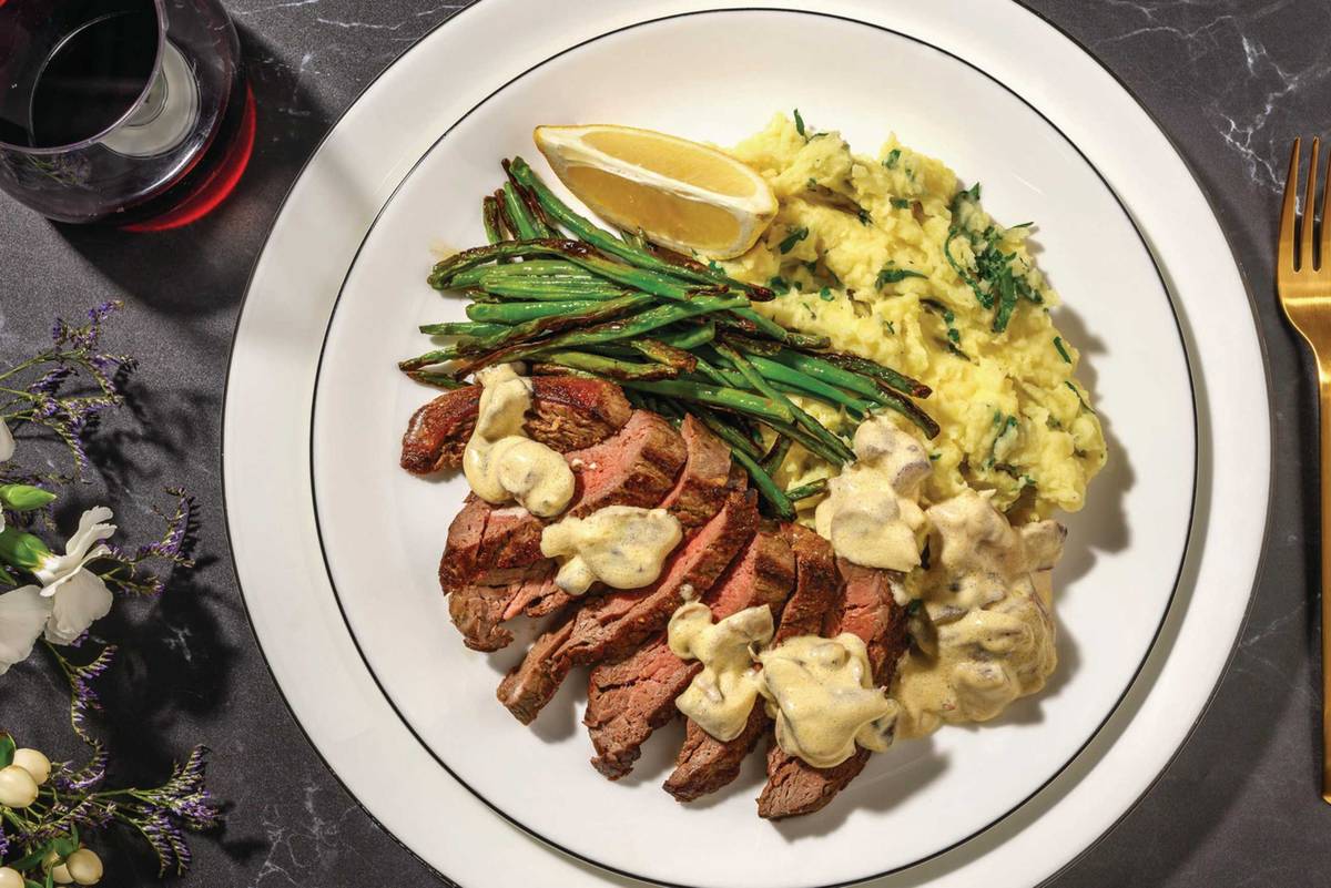 Peppercorn Steak & Creamy Mushroom Sauce