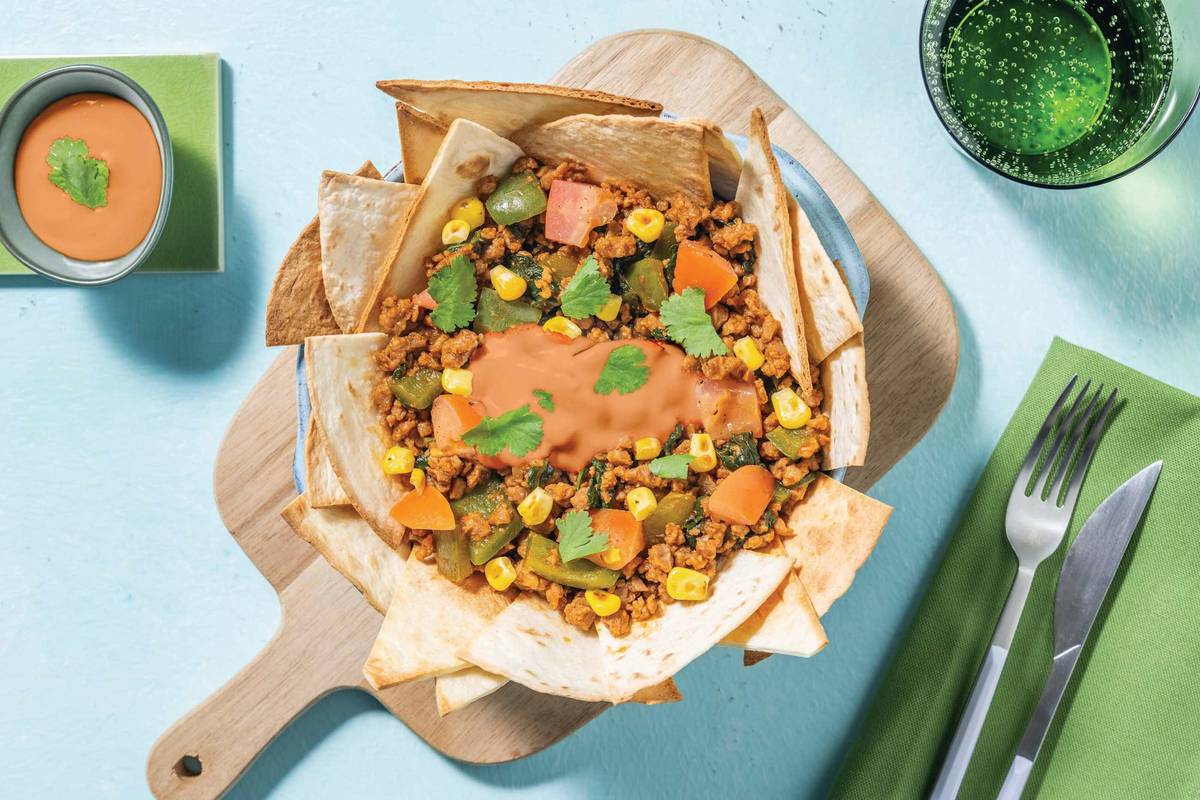 Double Fiery Plant-Based Mince Nachos