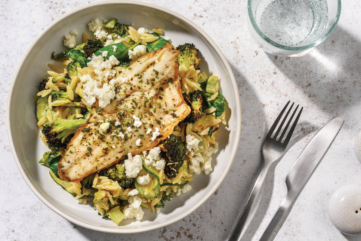 Greek-Style Barramundi & Veggie Risoni