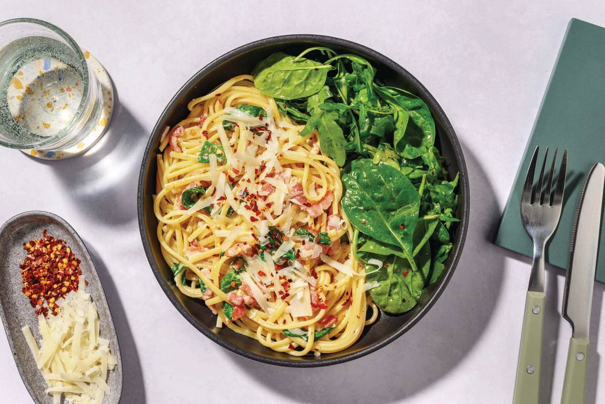 Easy Creamy Bacon & Parmesan Spaghetti