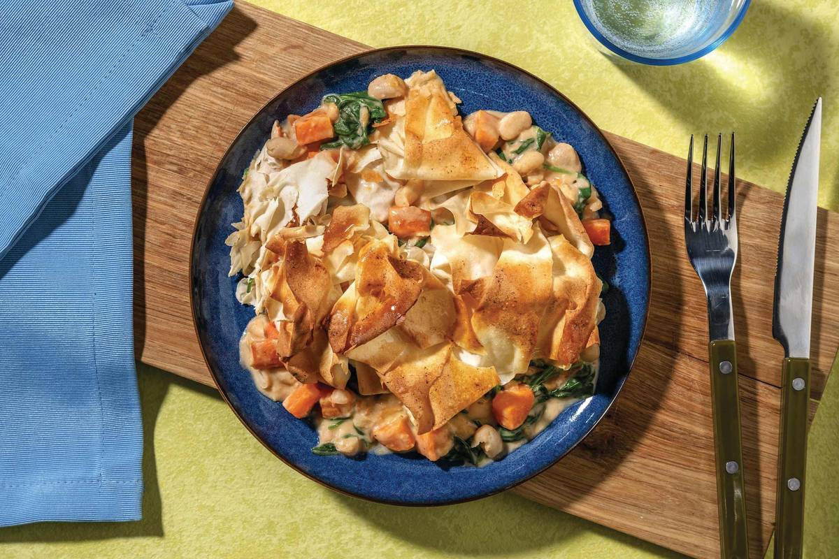 Creamy Chicken, Cannellini Bean & Thyme Filo Pie