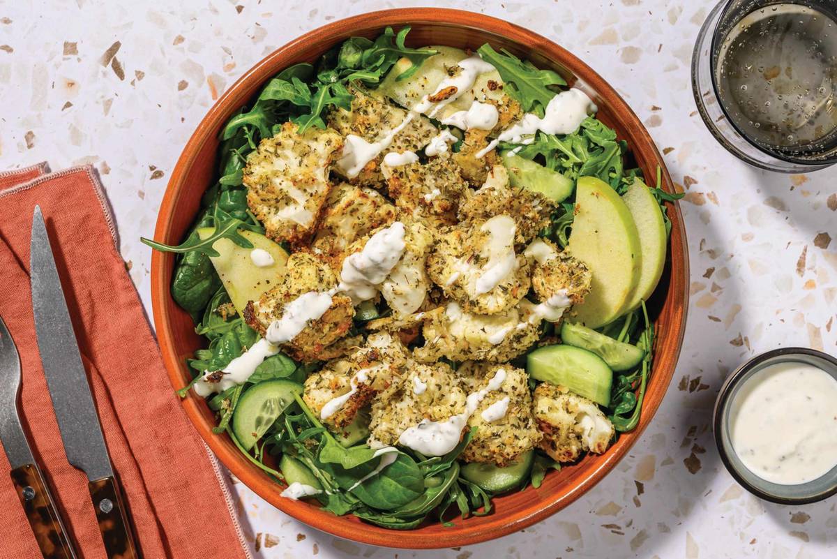 Haloumi, Parmesan & Herb Crumbed Cauliflower
