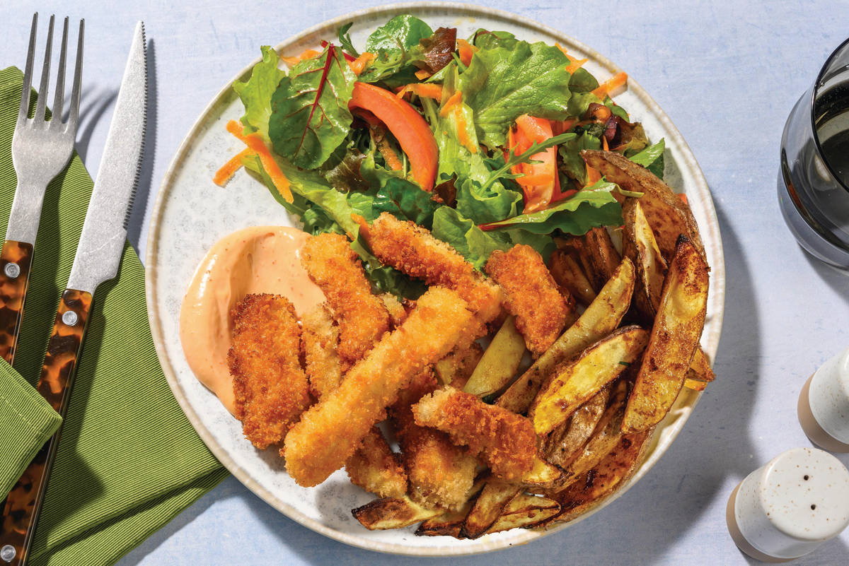Pork Schnitty Dippers & Crispy Wedges