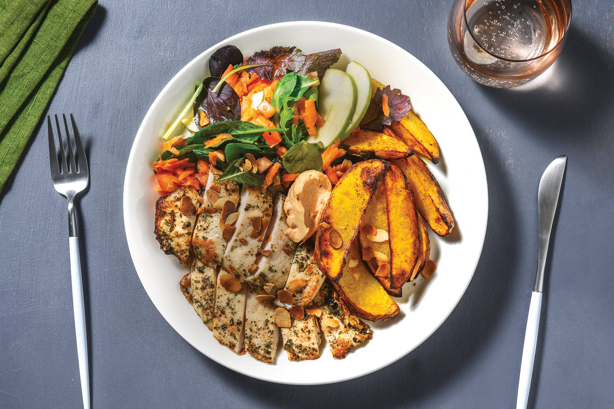 Garlicky Chicken & Potato Wedges