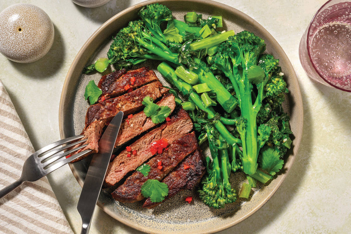 Double Honey-Soy Beef Steak & Green Veggies