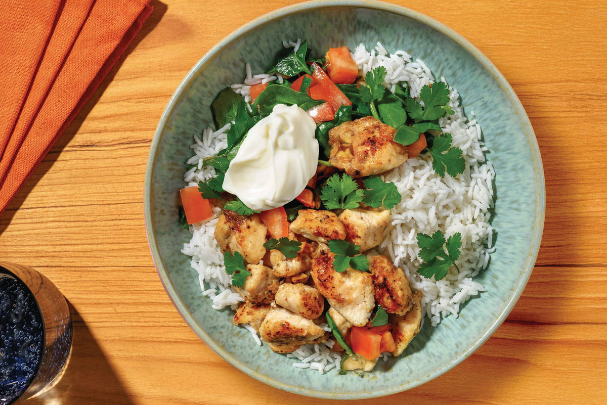 Mexican Popcorn Chicken & Garlic Rice