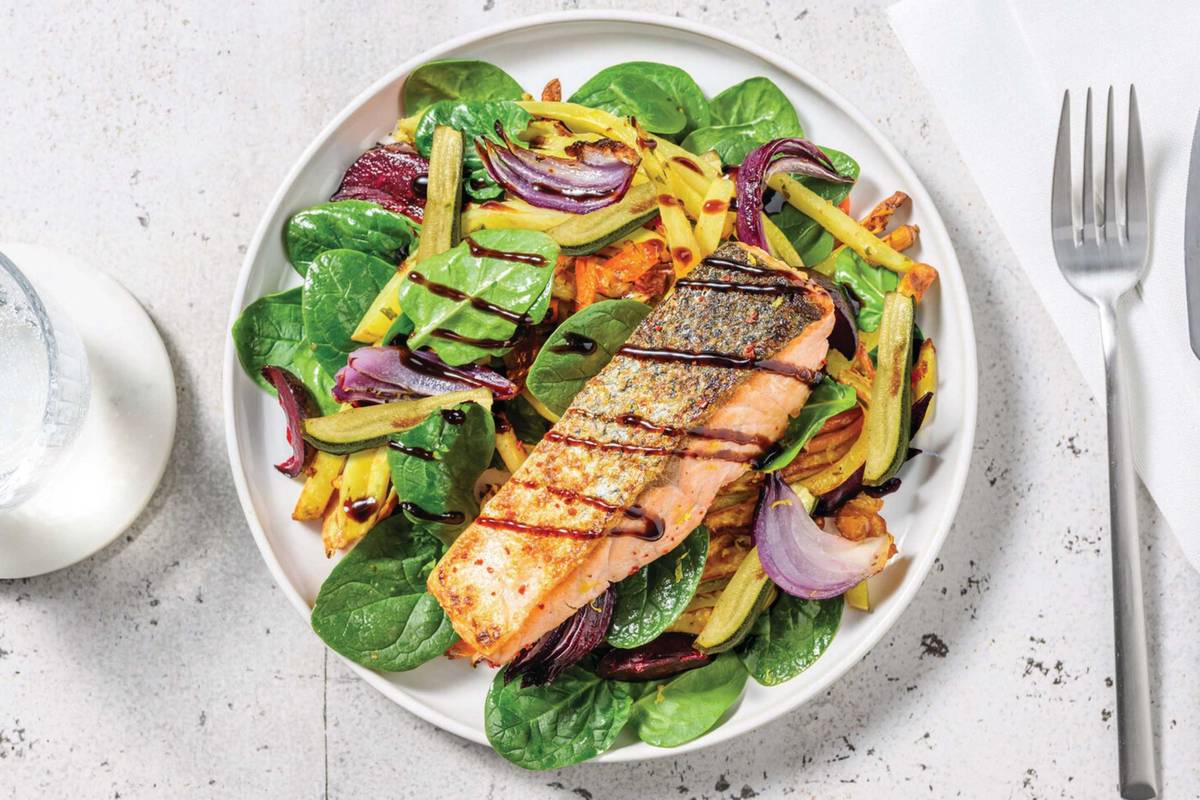 Double Salmon & Sunny Veggie Toss