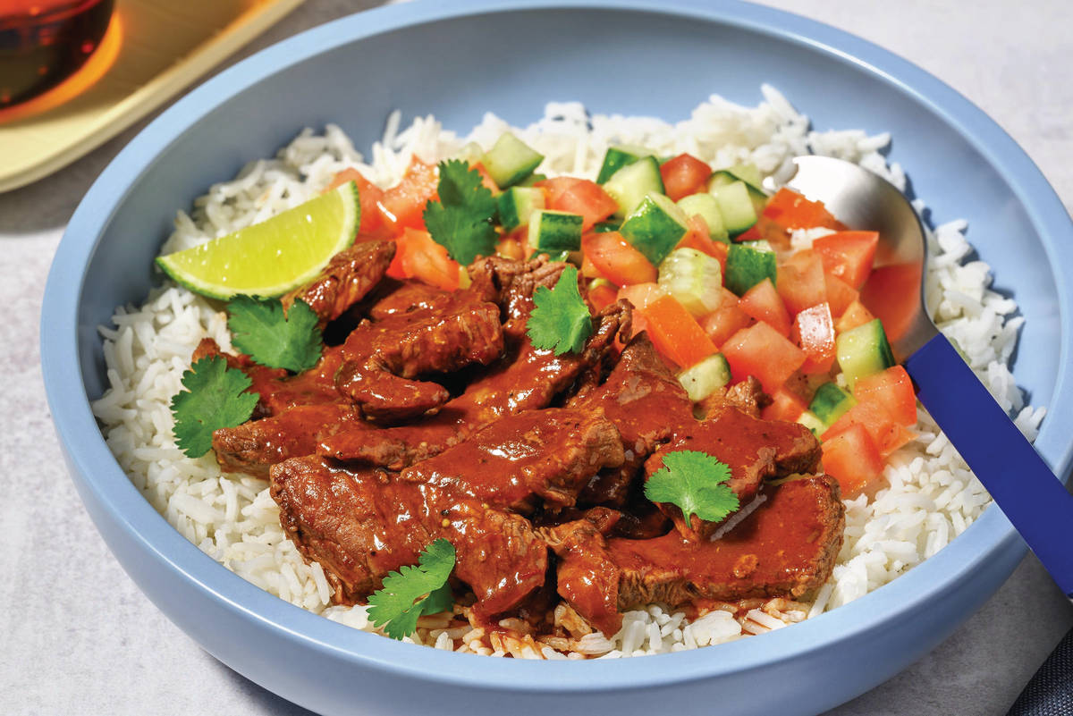 Cheesy Chipotle BBQ Beef & Rice Bowl