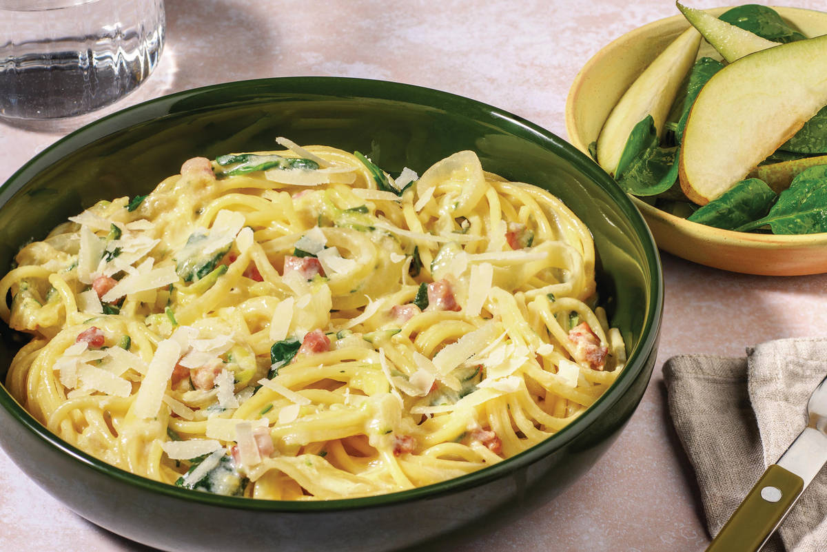 Creamy Double Bacon & Zucchini Carbonara