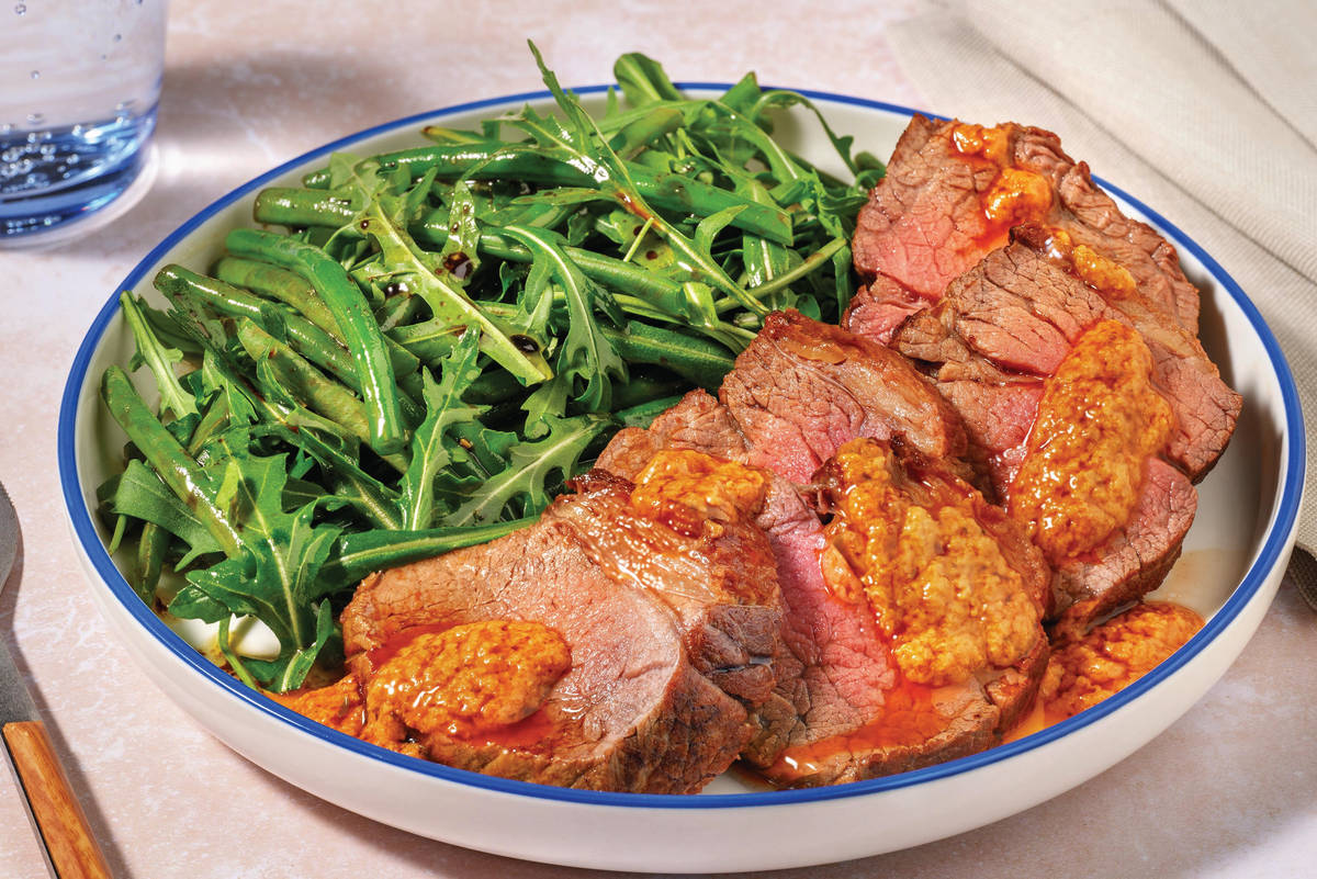 Double Roast Lamb Rump & Red Pesto