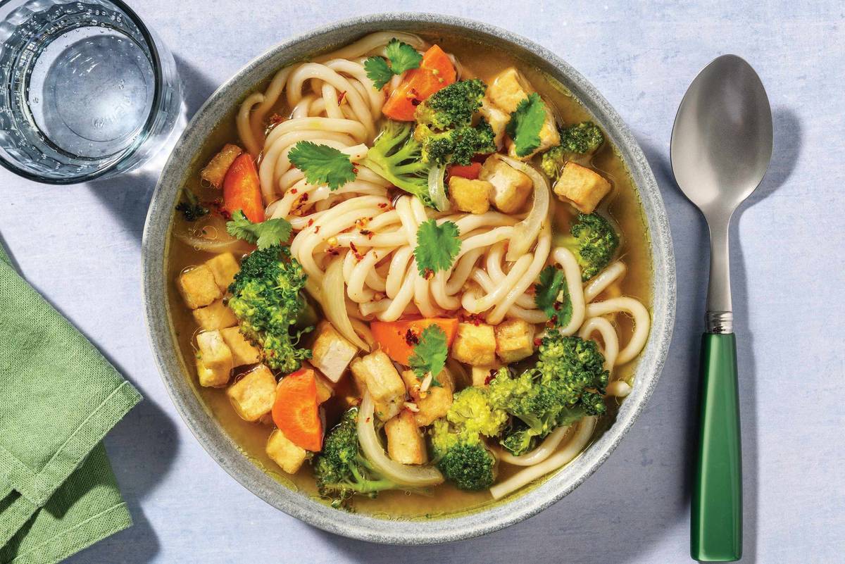 One-Pot Asian Tofu, Prawn & Udon Soup