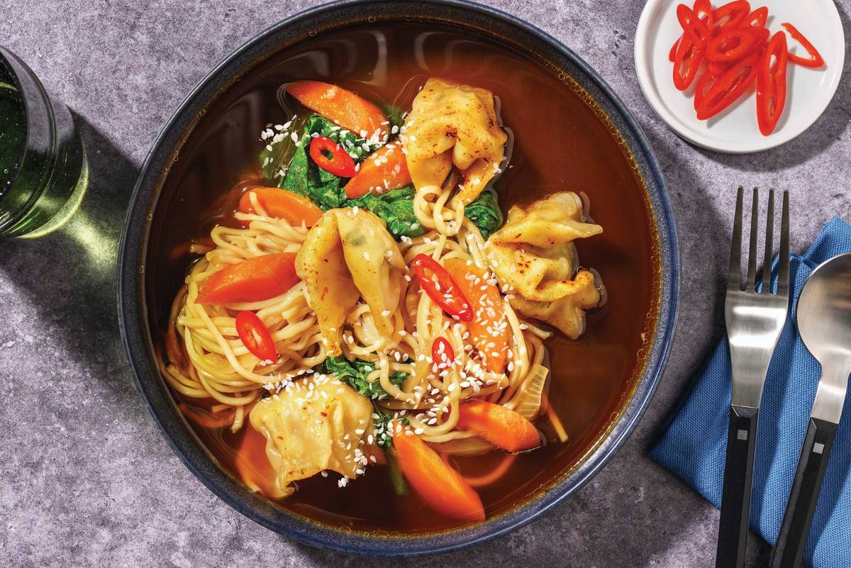Prawn Wontons & Umami Veggie Soup