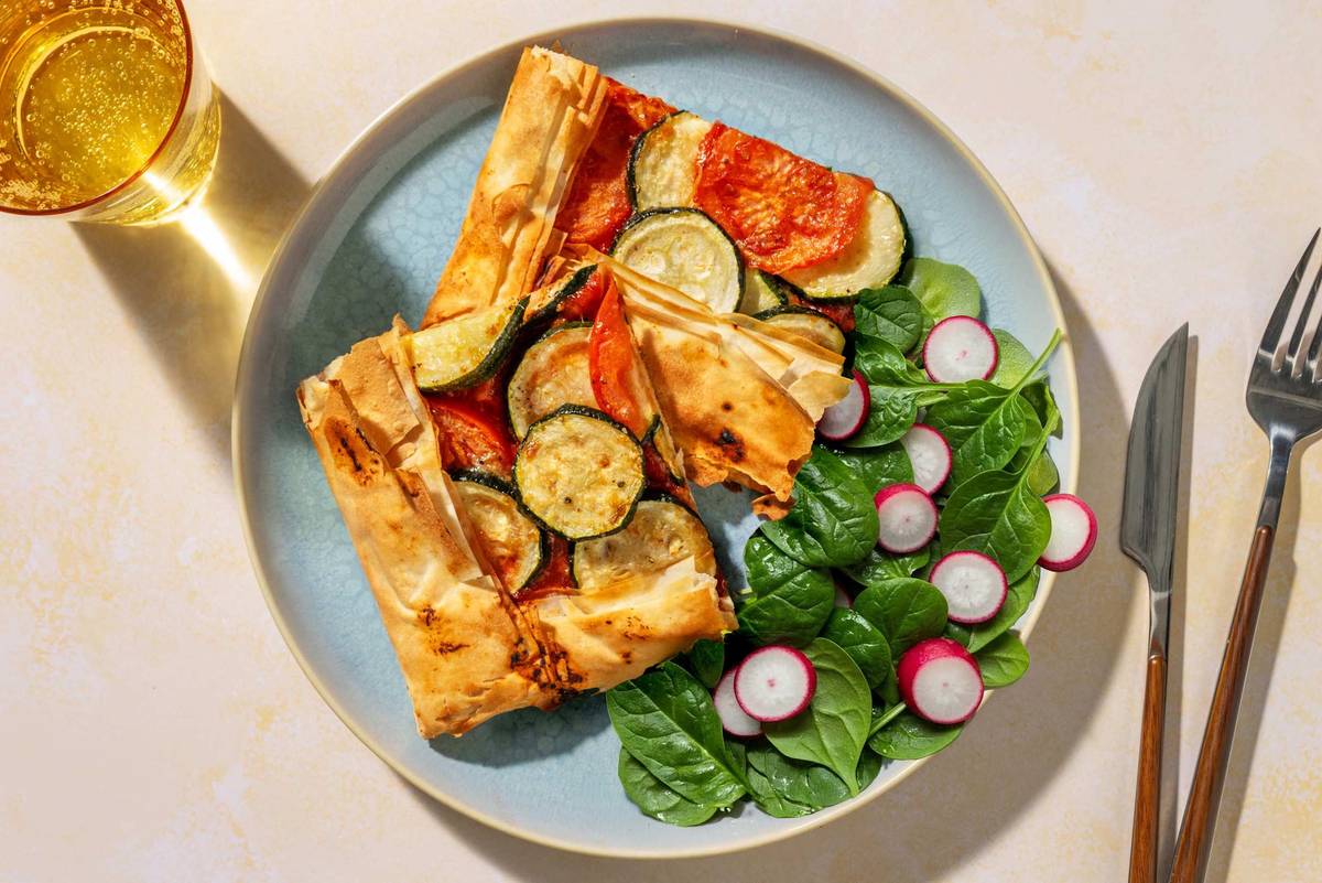 Cheesy Ratatouille Filo Galette 