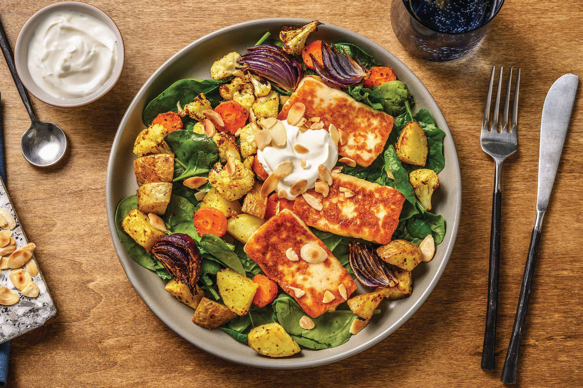 Double Herby Halloumi & Roast Veggie Salad