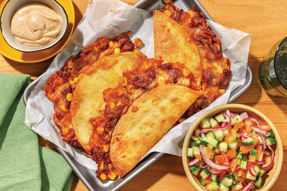 Cheesy Kidney Bean & Bacon Quesadillas