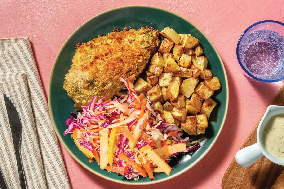 HelloHero: Pesto-Crusted Salmon & Salad