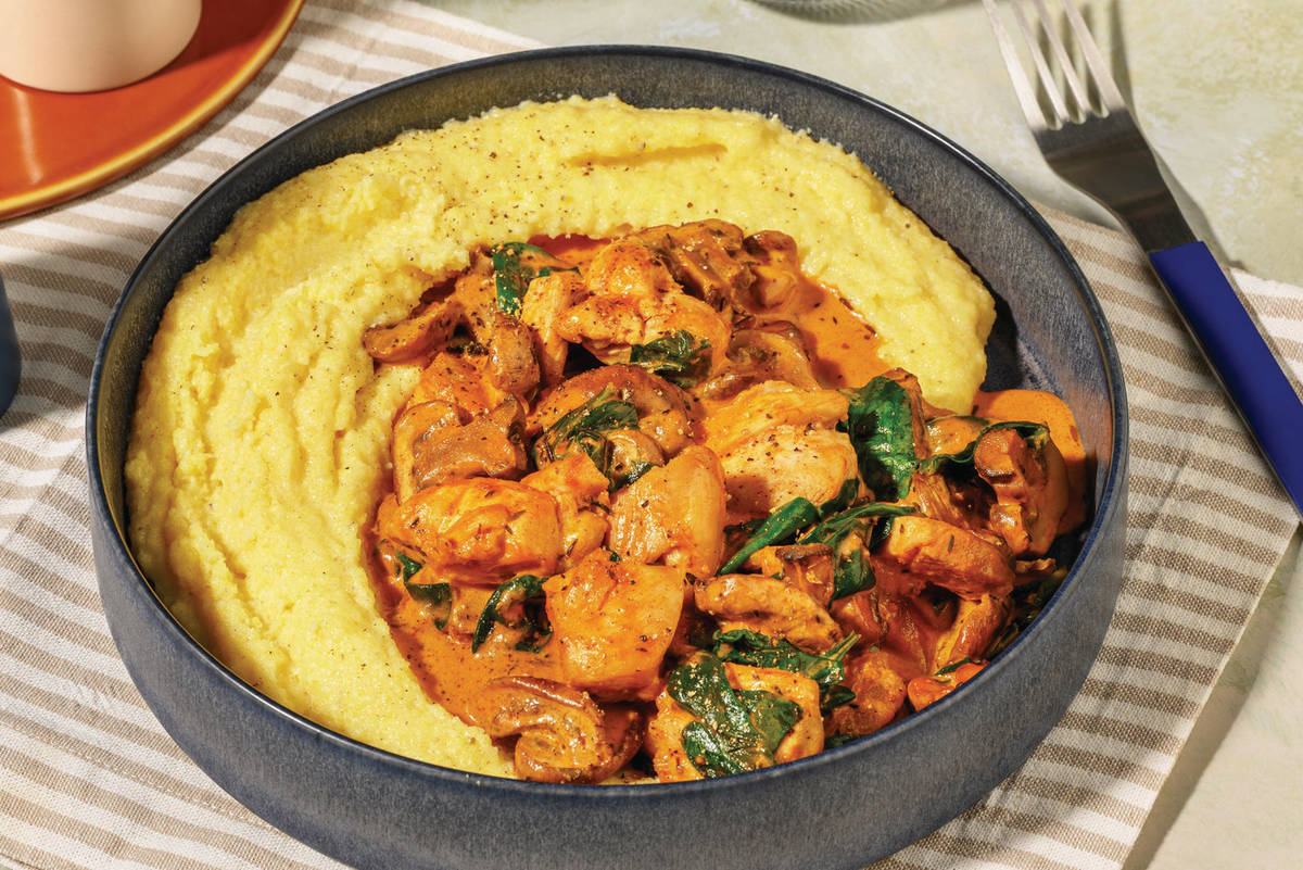 Creamy Plant-Based Crumbed Chick'n & Mushroom Stroganoff