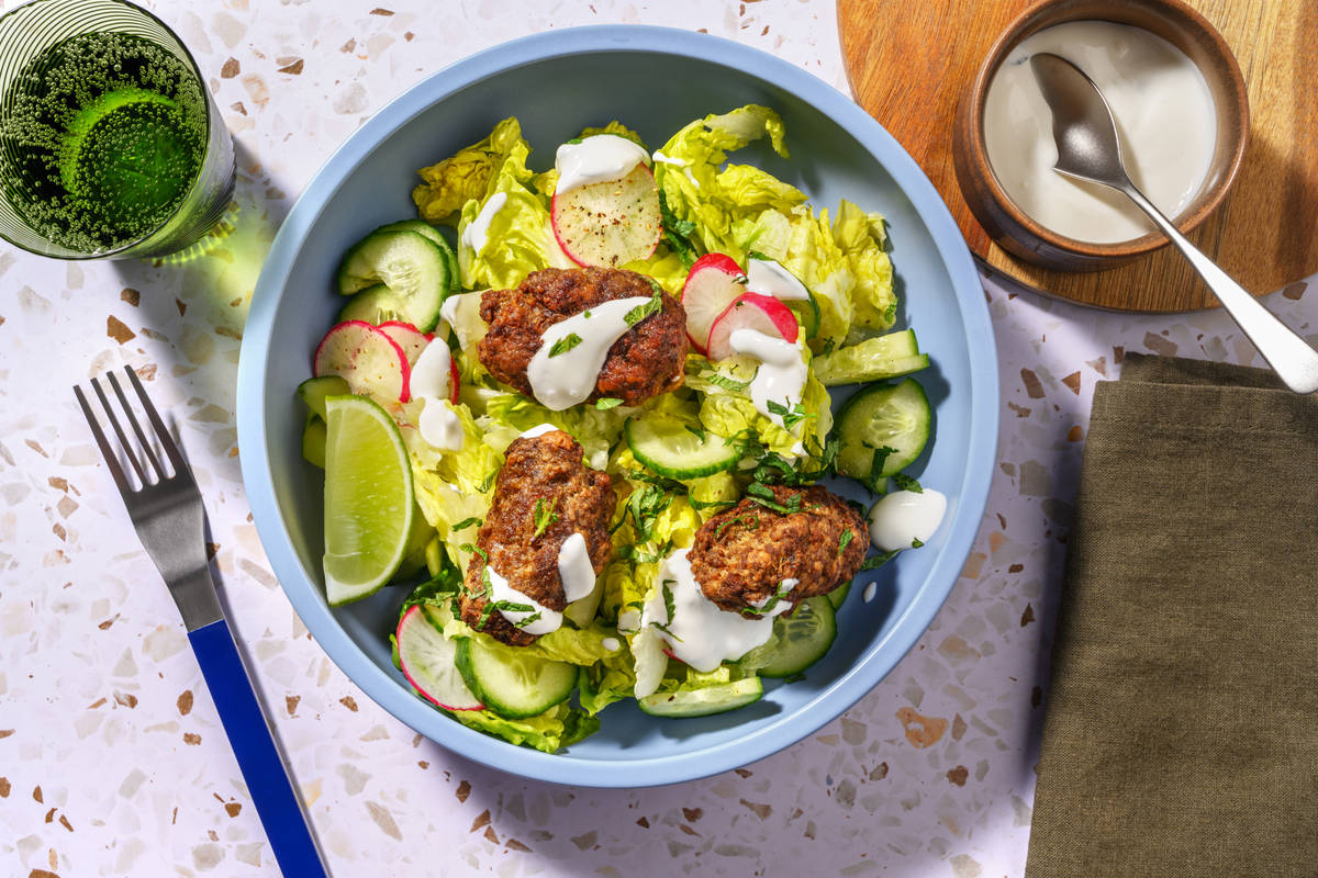 Middle Eastern Lamb Koftas & Cos Salad