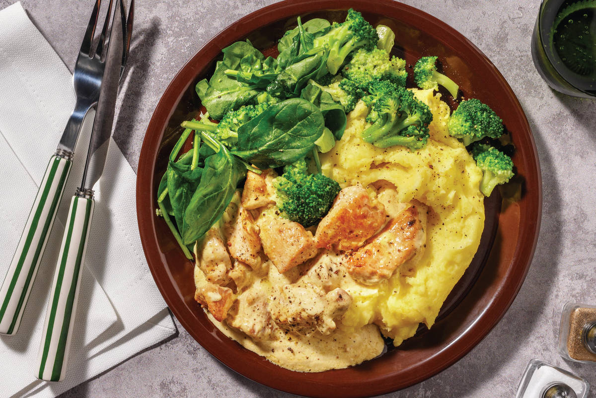 Easy Creamy Mustard Chicken & Cheesy Mash