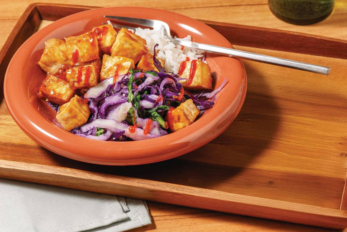 Korean-Style Tofu, Chicken & Garlic Rice