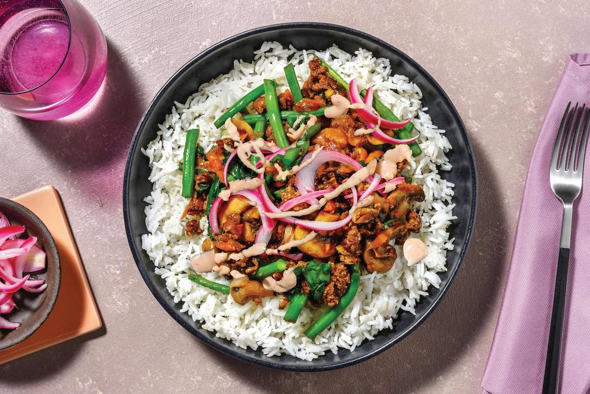 Japanese-Style Beef & Mushroom Rice Bowl