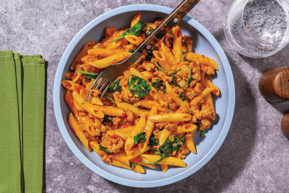 HelloHero: Creamy Plant-based Mince Pasta