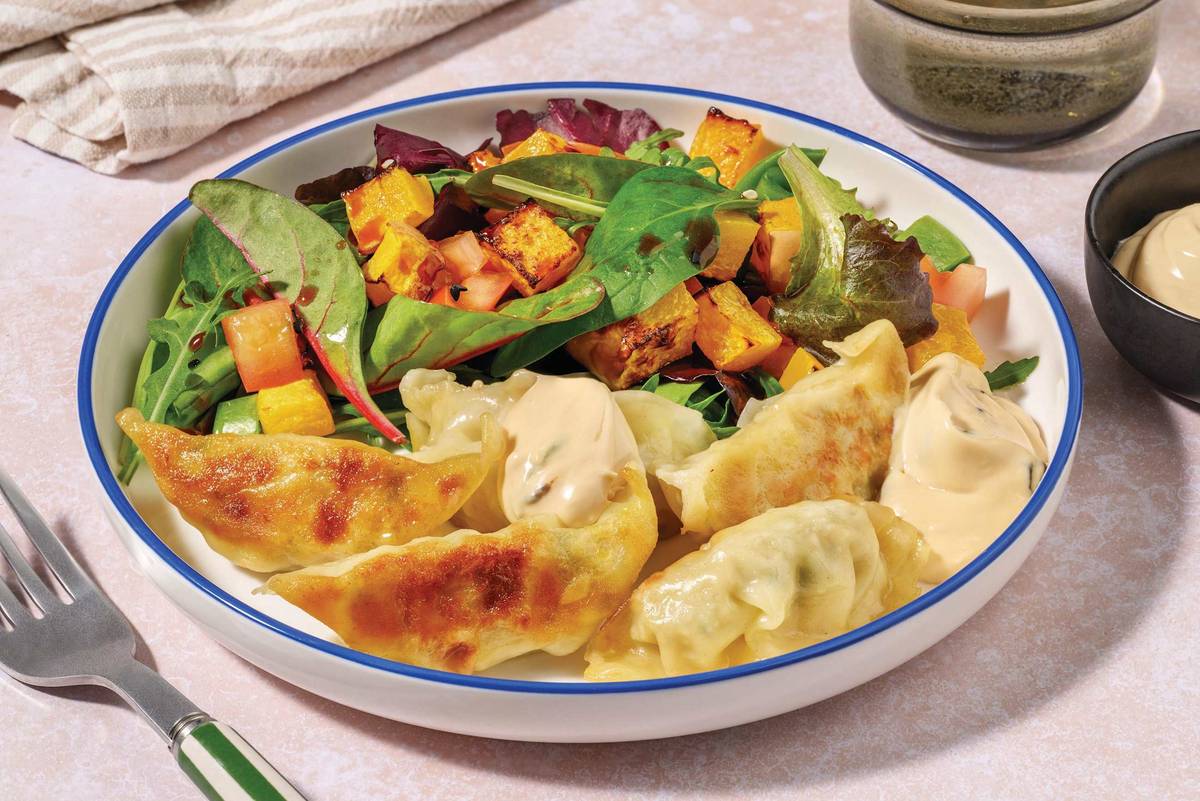 Veggie Gyoza, Prawns & Plant-Based Mayo