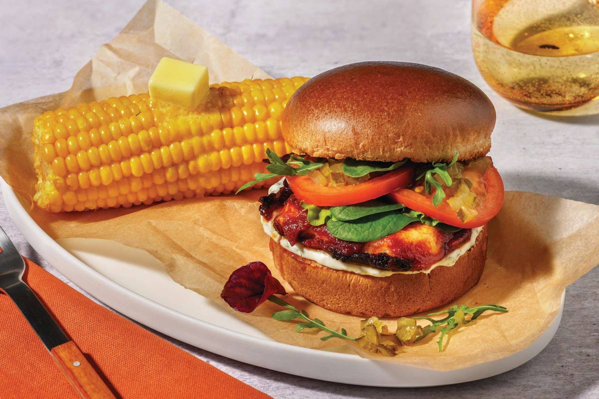 Honey-Harissa Chicken Burger & Relish Burger