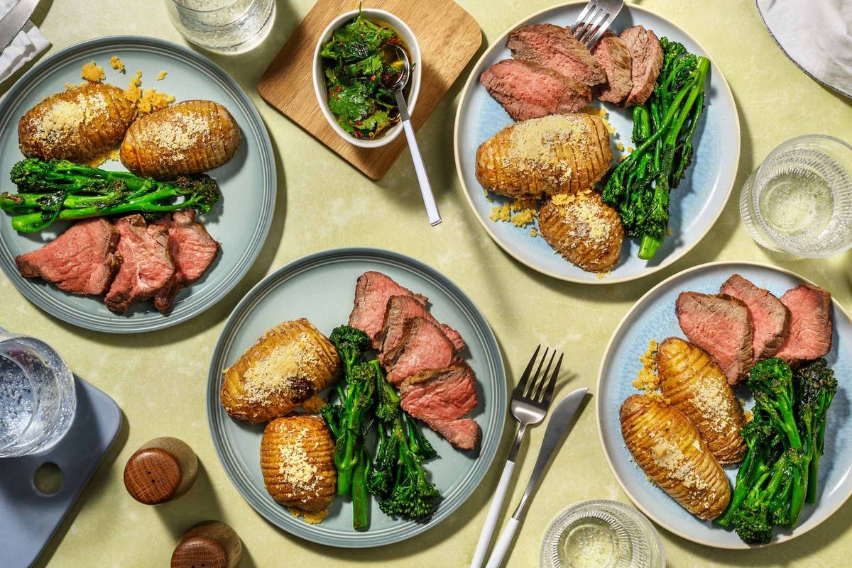 Beef Rump Parmesan Hasselback Potatoes Recipe HelloFresh