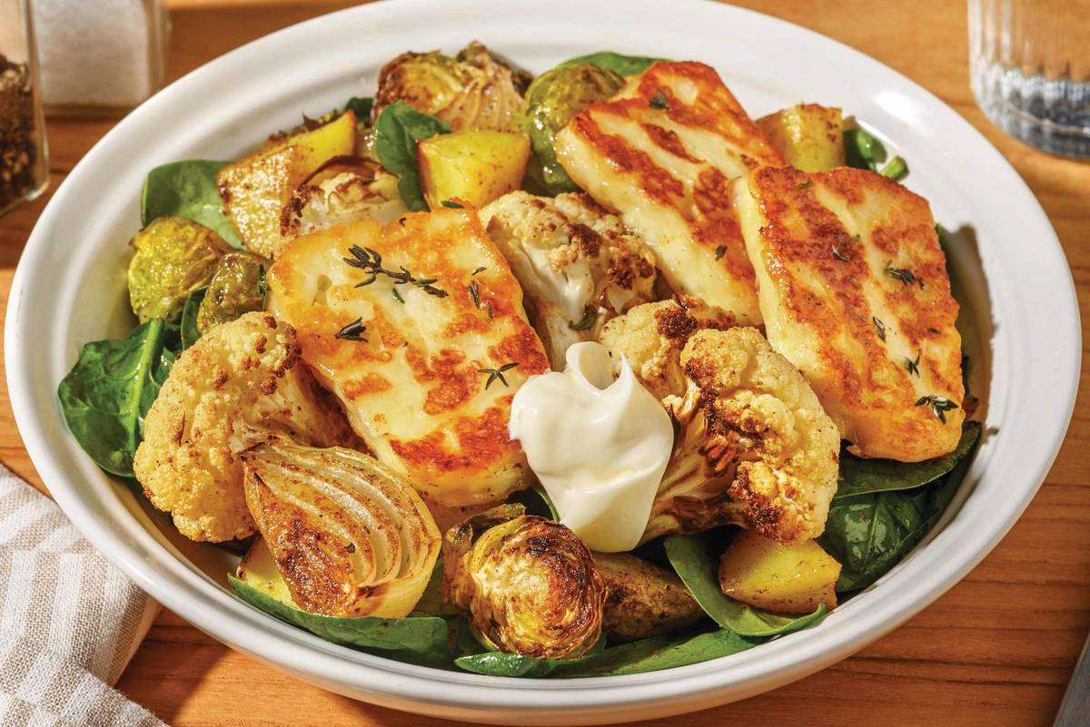 Herby Halloumi & Brussels Sprout Toss