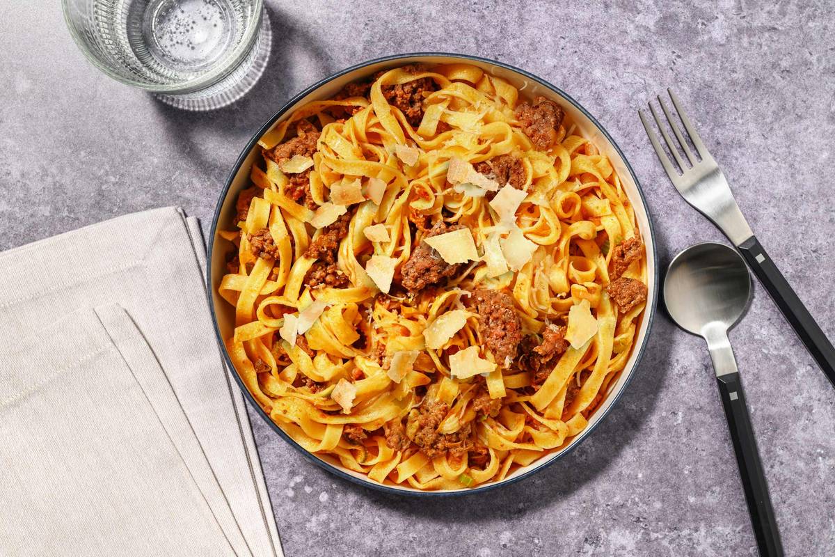 Rustic Lamb Bolognese & Cheat's Fettuccine