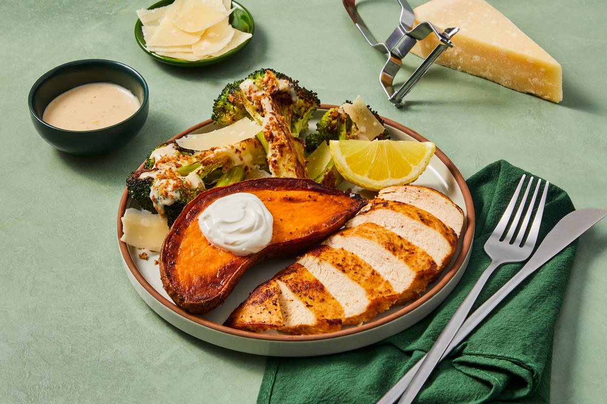 Roasted Chicken & Crispy Caesar Broccoli