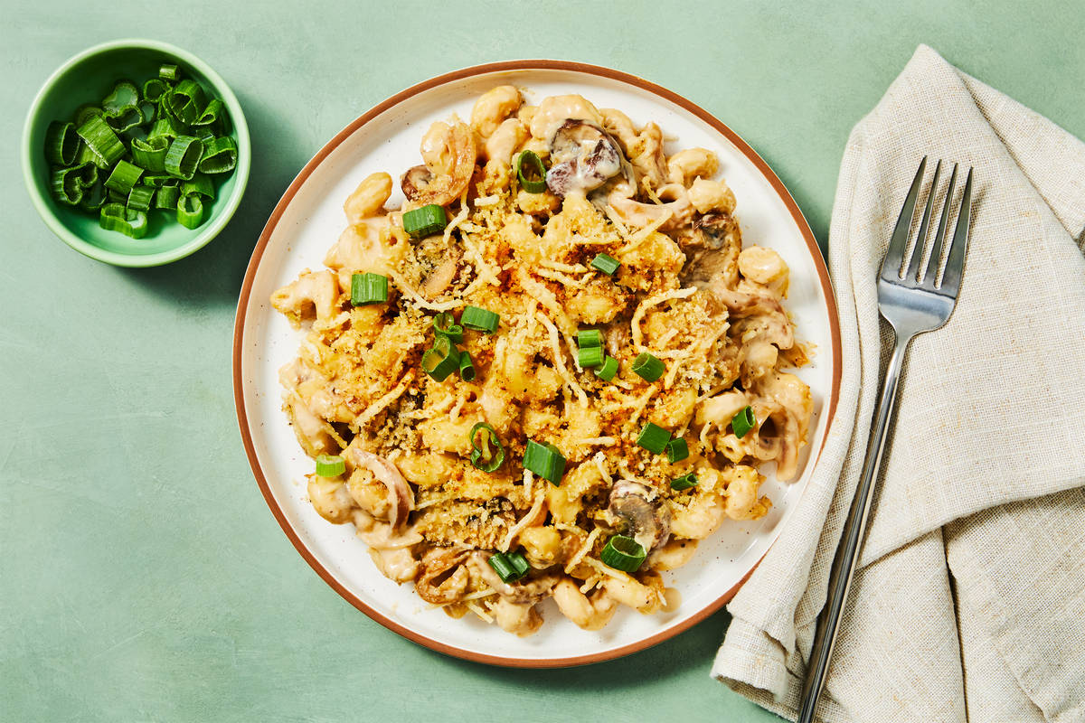 Mushroom & Caramelized Onion Pasta Bake