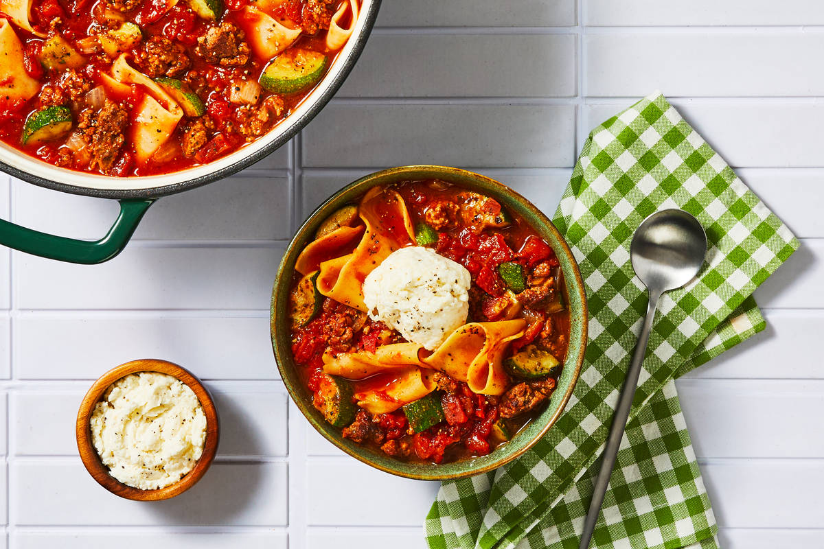 Big Batch Beefy Lasagna Soup