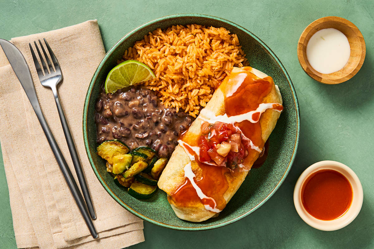 Turkey, Zucchini & Bean Wet Burritos