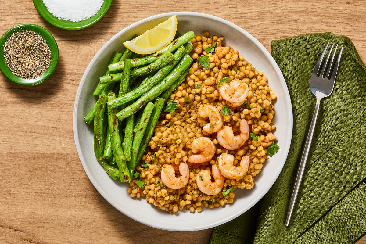 Lemony Herbed Shrimp & Couscous Skillet