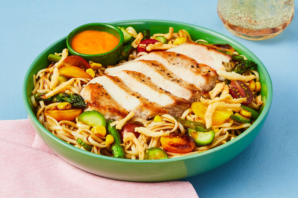 Summer Veggie Brothless Pork Ramen