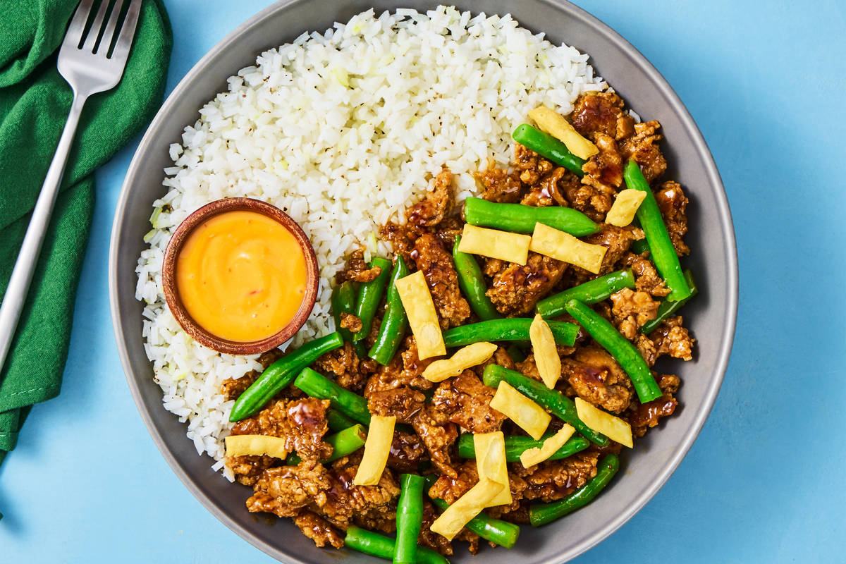 Tangy Ginger Pork & Green Bean Bowls